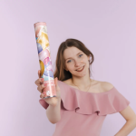 Пневмохлопушка (12/30 см), Праздничные шарики, Звезды и сердца фольга, Золото/Розовый, 1 шт., 923015