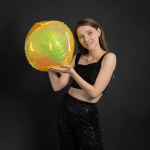 Шар 3D (22''/56 см) Сфера, Желтый, Хамелеон, 1 шт. в уп., 24935