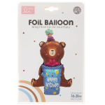 Шар (39''/99 см) Фигура 3D, Мишка с подарком (надув воздухом), 1 шт. в уп., 26121