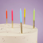 Свечи Яркое ассорти/Золото, Металлик, 0,55*9,5 + 1 см, 8 шт. с держат., 630261