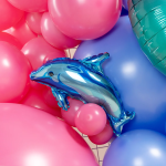 Шар с клапаном (17''/43 см) Мини-фигура, Дельфин, Голубой, 1 шт., 17154