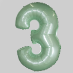 Шар (40''/102 см) Цифра, 3, Мятный, Макарунс, 1 шт., 901763PM