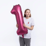 Шар (34''/86 см) Цифра, 1, Бордовый, Сатин, 1 шт. в уп., 131061V