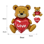 Шар (20''/51 см) Фигура 3D, Сидячий мишка с сердцем, 1 шт. в уп., 24255