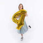 Шар (40''/102 см) Цифра, 4, Золото, Металлик, 1 шт. в уп., 26484