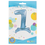 Шар (32''/81 см) Цифра на подставке, 7, Голубой, 1 шт. в уп., 24157