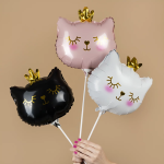 Шар с клапаном (11''/28 см) Мини-фигура, Котенок Принцесса, Черный, 1 шт., 23105