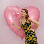 Шар (68''/173 см) Сердце, Светло-розовый, Сатин, 1 шт. в уп.,