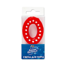 Свеча Цифра, 0 Белые точки, Красный, 3*4,5 + 1,5 см, 1 шт. с держат., 803140