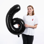 Шар (40''/102 см) Цифра, 6, Черный, Металлик, 1 шт. в уп., 27356
