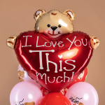 Шар (38''/97 см) Сердце, Медвежонок с большим сердцем, 1 шт., 901715