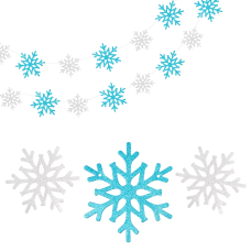 Гирлянда-подвеска Снежинки, Серебро/Голубой, с блестками, 300 см, 10 см*9 шт, 1 упак., 6231039