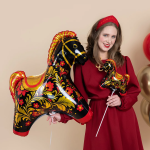 Шар (32''/81 см) Фигура, Лошадка Золотая роспись, 1 шт., 943920