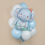 Шар (35''/89 см) Фигура, Слоник в колпачке, Голубой, 1 шт. в уп., 29299B