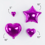 Шар с клапаном (10''/25 см) Мини-сердце, Фуше, Металлик, 1 шт., 27239