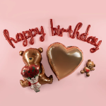 Шар 3D (25''/64 см) Фигура, Мишка с букетом, 1 шт., 25331