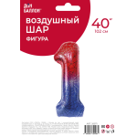 Шар (40''/102 см) Цифра, 1 Героическая тема, Красный/Синий, 1 шт. в уп., 26971