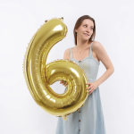 Шар (40''/102 см) Цифра, 6, Белое золото, Металлик, 1 шт. в уп., 24026