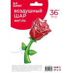 Шар (36''/91 см) Цветок, Роза, Красный, 1 шт. в уп., 190245P