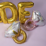 Шар с клапаном (17''/43 см) Мини-фигура, Кольцо с бриллиантом, Розовое Золото, 1 шт., 160762