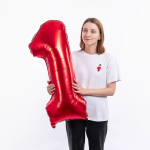 Шар (40''/102 см) Цифра, 1, Красный, Металлик, 1 шт. в уп., 27361