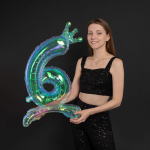 Шар (32''/81 см) Цифра на подставке, 6 Корона, Хамелеон, Хамелеон, 1 шт. в уп., 24036