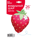 Шар (26''/66 см) Фигура, Клубника с цветком, Красный, Сатин, 1 шт. в уп., 26607