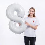 Шар (34''/86 см) Цифра, 8 Slim, Белый, 1 шт. в уп., 131418