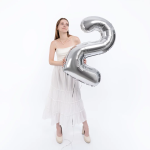 Шар (40''/102 см) Цифра, 2 Slim, Серебро, 1 шт., 901912P
