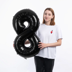 Шар (40''/102 см) Цифра, 8, Черный, Металлик, 1 шт. в уп., 27358