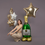 Шар 3D (51''/130 см) Фигура на подставке, Бутылка Шампанское, 1 шт. в уп., 26204