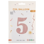 Шар (40''/102 см) Цифра, 5, Пыльная роза, Сатин, 1 шт. в уп., 24275