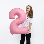 Шар (40''/102 см) Цифра, 2, Розовая Сакура, Матовый, 1 шт. в уп., 400200MSPK-P