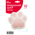 Шар (21''/53 см) Фигура, Лапка, Розовый, Сатин, 1 шт. в уп., 26115P
