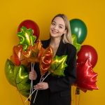 Шар с клапаном (12''/30 см) Мини-фигура, Дубовый лист, Оранжевый, 1 шт., 24014