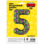 Шар (34''/86 см) Цифра, 5 Game Party, 1 шт. в уп., 501555