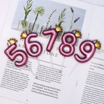 Свеча Цифра, 6 Золотая корона, на шпажке, Розовый, Металлик, 4,5*7 + 3,5 см, 1 шт. с держат., 802816