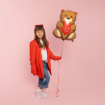 Шар (27''/69 см) Фигура, Мишка с сердцем, 1 шт., 25116