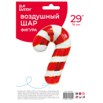 Шар (29''/74 см) Фигура, Леденец трость, Золотая полоска, Белый/Красный, 1 шт. в уп., 23183P