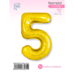 Шар (40''/102 см) Цифра, 5 Slim, Золото, 1 шт. в уп., C901915O
