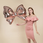 Шар (50''/127 см) Фигура, Бант, Розовое Золото, Металлик, 1 шт., 27062