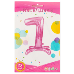 Шар (32''/81 см) Цифра на подставке, 7, Розовый, 1 шт. в уп., 24147