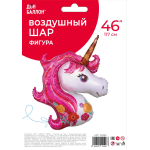 Шар (43''/109 см) Фигура, Голова, Цветочный Единорог, Розовый, 1 шт. в уп., 15126P