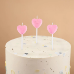 Свечи Сердце, Розовый, с блестками, 5 шт. с держат., 803032