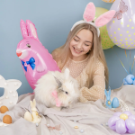 Шар 3D (24''/61 см) Ходячая Фигура, Заяц, Розовый, 1 шт., R367R