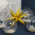 Шар 3D (26''/66 см) Звезда, Составная, Золото, Голография, 1 шт. в уп., 23966