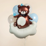 Шар (48''/122 см) Фигура, Мишка на облачке (голубой колпачок), Сатин, 1 шт., 27771