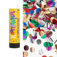 Хлопушка пружинная (8/20 см), Круги фольга, Ассорти, 1 шт., 823192