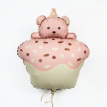 Шар (29''/74 см) Фигура, Кексик с медвежонком, Розовый, Сатин, 1 шт., 25061