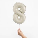 Шар с клапаном (16''/41 см) Мини-цифра, 8, Белый песок, Сатин, 1 шт., 26158